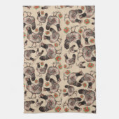 Hühner und Vygien Gemustert Geschirrtuch (Vertikal)