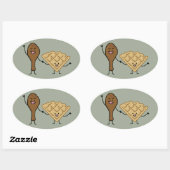 Hühner und Waffeln, amerikanisch und südlich koche Ovaler Aufkleber (Blatt)