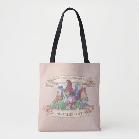 Hühner und Wein Tasche (Vorderseite)