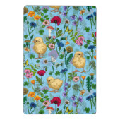 Hühner und Wildblumen auf BabyblauHandgezeichnet c Mini Klemmbrett (Rückseite)