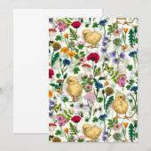 Hühner und Wildblumen auf weiß (Vorne/Hinten)