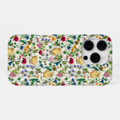 Hühner und Wildblumen auf weiß iPhone Hülle (Rückseite (Horizontal))