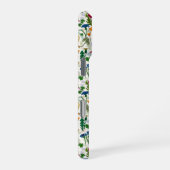 Hühner und Wildblumen auf weiß iPhone Hülle (Rechte Seite)