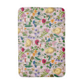 Hühner und Wildblumen auf Zuckerwatte pink Badematte (Vorderseite Vertikal)