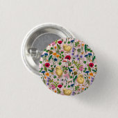 Hühner und Wildblumen auf Zuckerwatte pink Button (Vorne & Hinten)