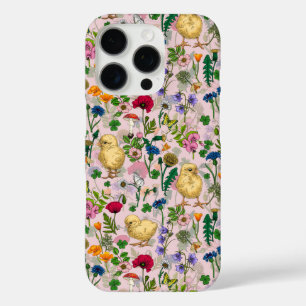 Hühner und Wildblumen auf Zuckerwatte pink iPhone 16 Pro Hülle