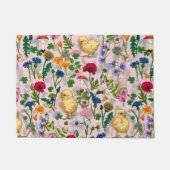 Hühner und Wildblumen auf Zuckerwatte pink Fußmatte (Vorderseite)