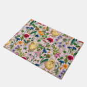 Hühner und Wildblumen auf Zuckerwatte pink Fußmatte (Schrägansicht)