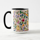 Hühner und Wildblumen auf Zuckerwatte pink Tasse (Links)