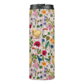 Hühner und Wildblumen auf Zuckerwatte pink Thermosbecher (Rückseite)