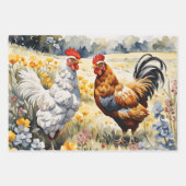 Hühner und Wildblumen Geschenkpapier Set (Vorderseite 2)