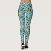 Hühner und Wildblumen in Babyblau Leggings (Rückseite)