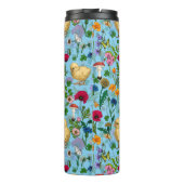 Hühner und Wildblumen in Babyblau Thermosbecher (Rückseite)