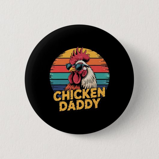 Hühner-Vater Retro-Nutztierliebhaber Button (Vorderseite)