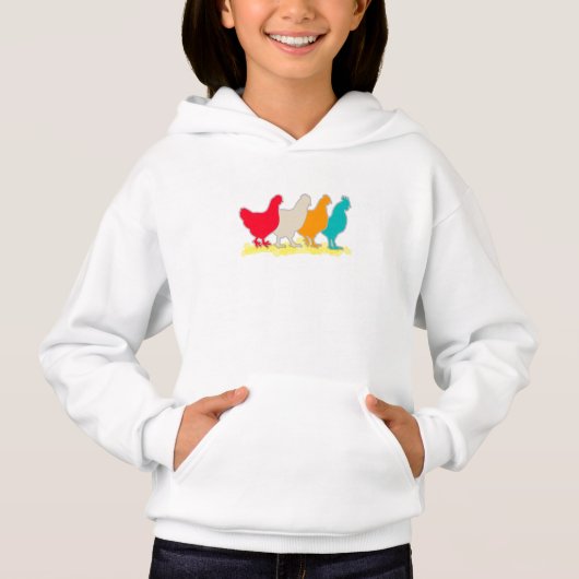 Hühner verschiedener Farben Hoodie (Vorderseite)