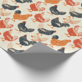 Hühner Vintage Muster Geschenkpapier (Ecke)