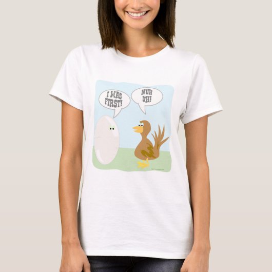 Hühner Vs Egg Funny Animal Cartoon Design T-Shirt (Vorderseite)