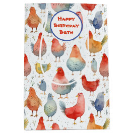 Hühner Wasserfarbe Name Geburtstag Mittlere Geschenktüte