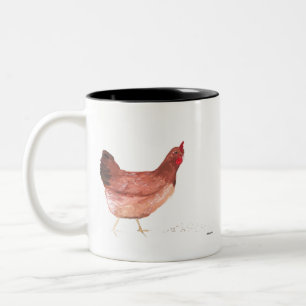 Hühner Wasserfarben-Farmtiere Vogel vintage Zweifarbige Tasse