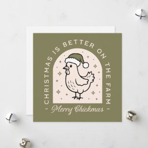 Hühner-Weihnachten-Heimat-Bauernhof-Cottagecore-Gr Feiertagskarte
