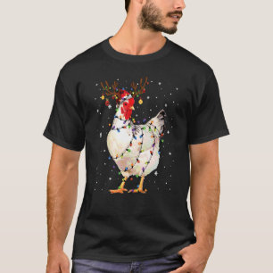 Hühner-Weihnachts-T-Shirt-Rentier-Weihnachtslicht- T-Shirt