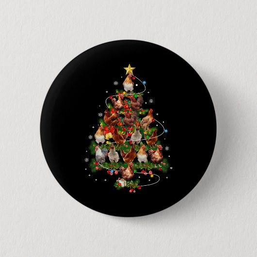 Hühner-Weihnachtsbaum-Lichter-Santa-Hut-Xmas-Küken Button (Vorderseite)