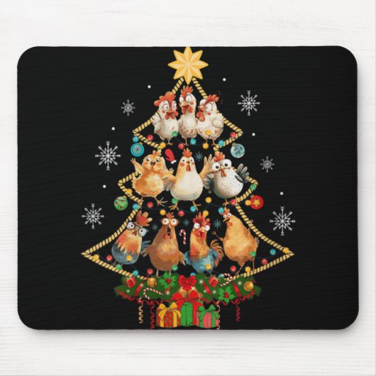 Hühner-Weihnachtsbaum-Santa-Hut-Xmas-Licht für Dam Mousepad (Vorne)