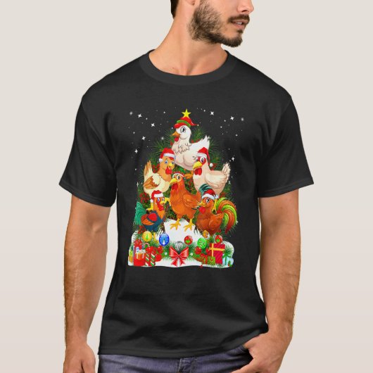 Hühner-Weihnachtsbaum Xmas T-Shirt (Vorderseite)