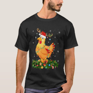 Hühner-Weihnachtsbeleuchtung Rentier Santa Weihnac T-Shirt