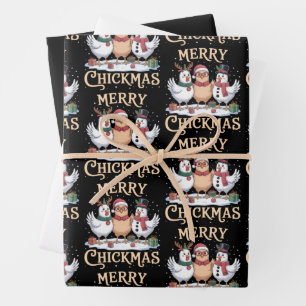 Hühner-Weihnachtsmann-Hut Frohe Hühnachtszeit Baue Geschenkpapier Set