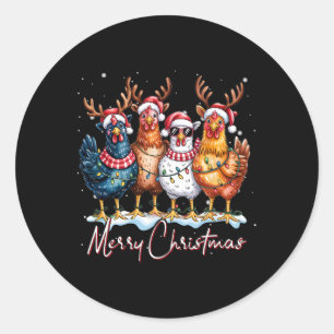 Hühner-Weihnachtsmann Lustiger Weihnachtsbaum Chi Runder Aufkleber