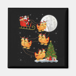 Hühner-Weihnachtsmann-Schlitten fliegender lustige Magnet