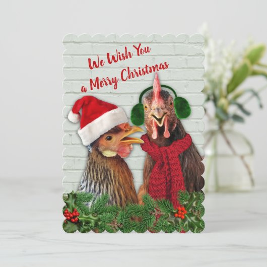 Hühner wünschen dir frohe Weihnachten (Stehend Vorderseite)