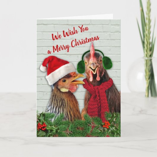 Hühner wünschen dir frohe Weihnachten Karte (Vorderseite)