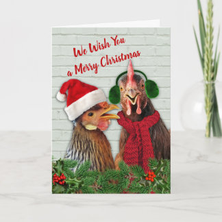 Hühner wünschen dir frohe Weihnachten Karte