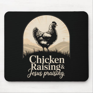 Hühner züchtend Jesus preisend Kreuz Sonnenstrahl Mousepad