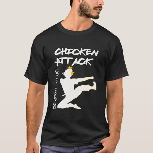 Hühnerangriff Huhn Go Weiße Ninja Meme T-Shirt (Vorderseite)