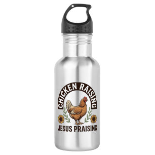Hühneraufzucht Jesus Preisend Vintage Farm Shirt_ Edelstahlflasche