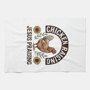 Hühneraufzucht Jesus Preisend Vintage Farm Shirt_ Geschirrtuch