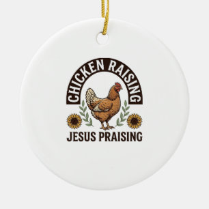 Hühneraufzucht Jesus Preisend Vintage Farm Shirt_ Keramik Ornament