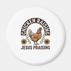 Hühneraufzucht Jesus Preisend Vintage Farm Shirt_ Magnet