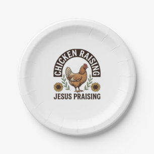 Hühneraufzucht Jesus Preisend Vintage Farm Shirt_ Pappteller