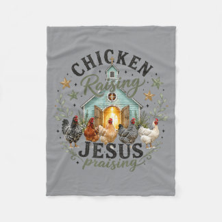 Hühneraufzucht Jesus preisender Hofbauer Fleecedecke