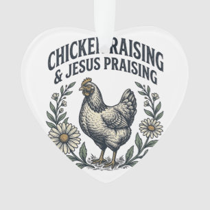 Hühneraufzucht und Jesus Preisendes Vintage-Huhn Ornament
