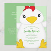 HühnerBaby-Dusche Grün Einladung (Vorne/Hinten)