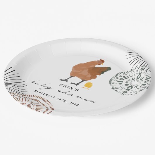 HühnerBaby-Dusche Pappteller (Schrägansicht)