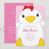 HühnerBaby-Dusche Rosa Einladung (Vorne/Hinten)