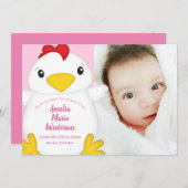 HühnerBaby-Dusche Rosa Einladung (Vorne/Hinten)
