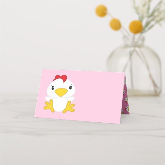 HühnerBaby-Dusche Rosa Farm Platzkarte (Vorderseite)