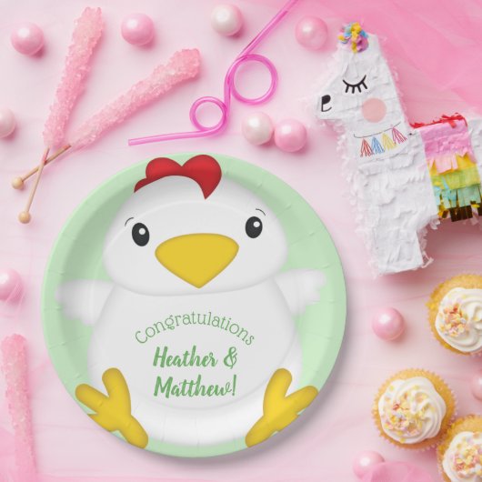 HühnerBaby-Duschfarm Pappteller (Party)